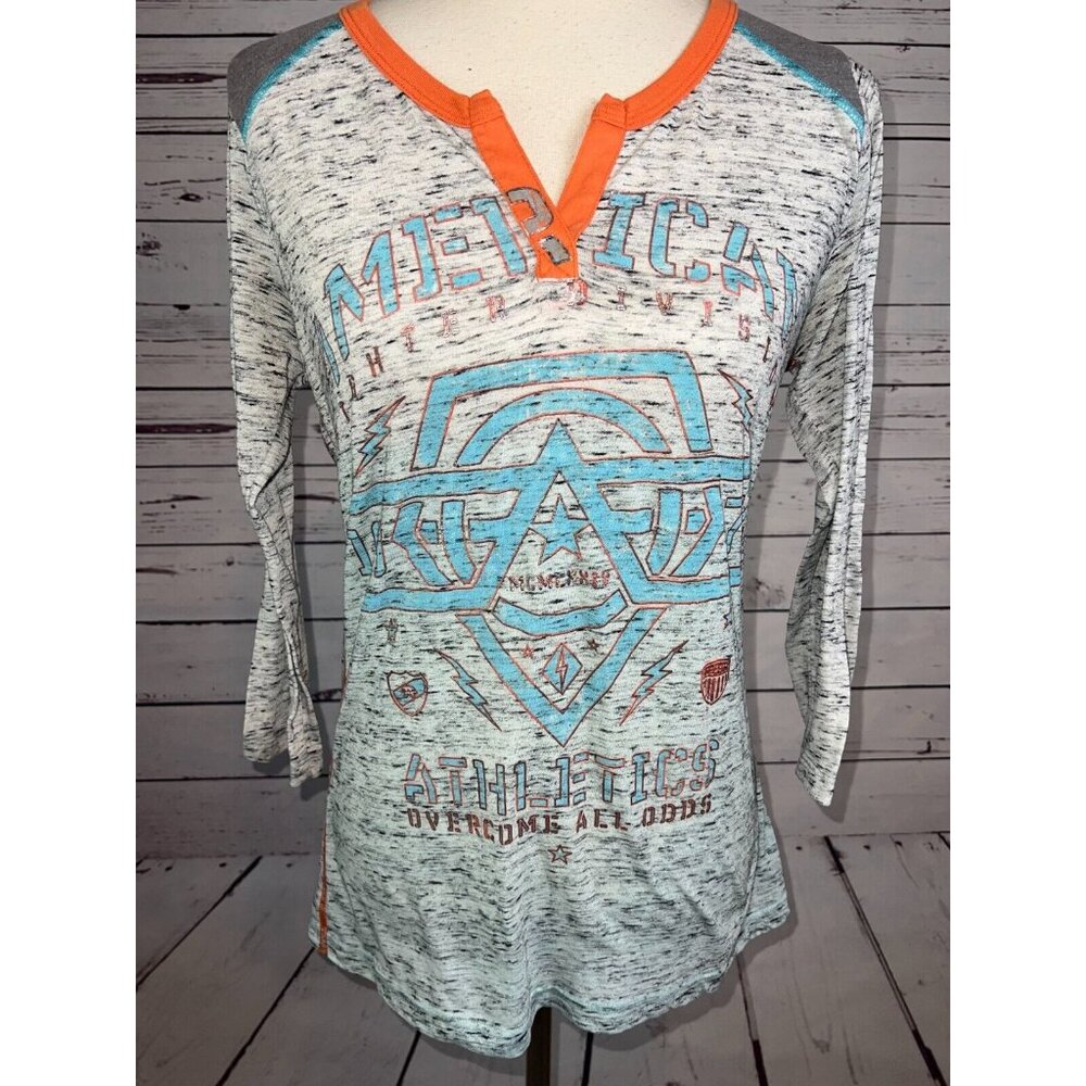 American Fighter Shirt Medium Raglan sleeve t-shirt‎ UFC MMA Athletics Womens
